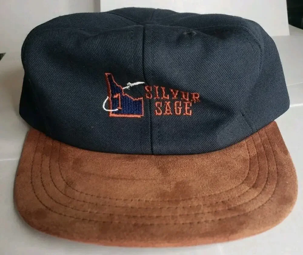 Silver Sage Golf Idaho Leather Suede Brim Hat Cap Adjustable USA Vintage 90s